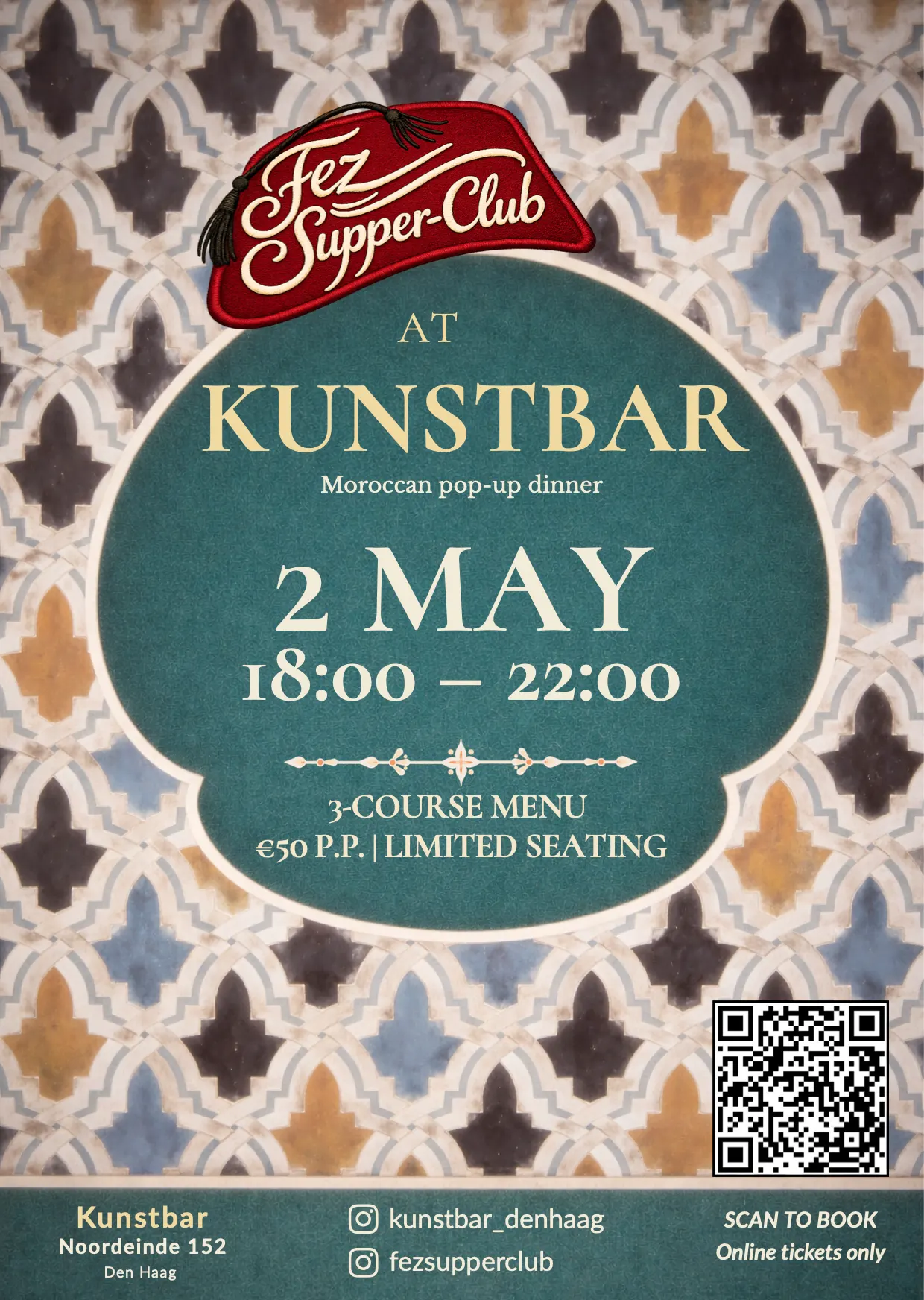 Flyer for Fez Supper-Club at Kunstbar on 2 May