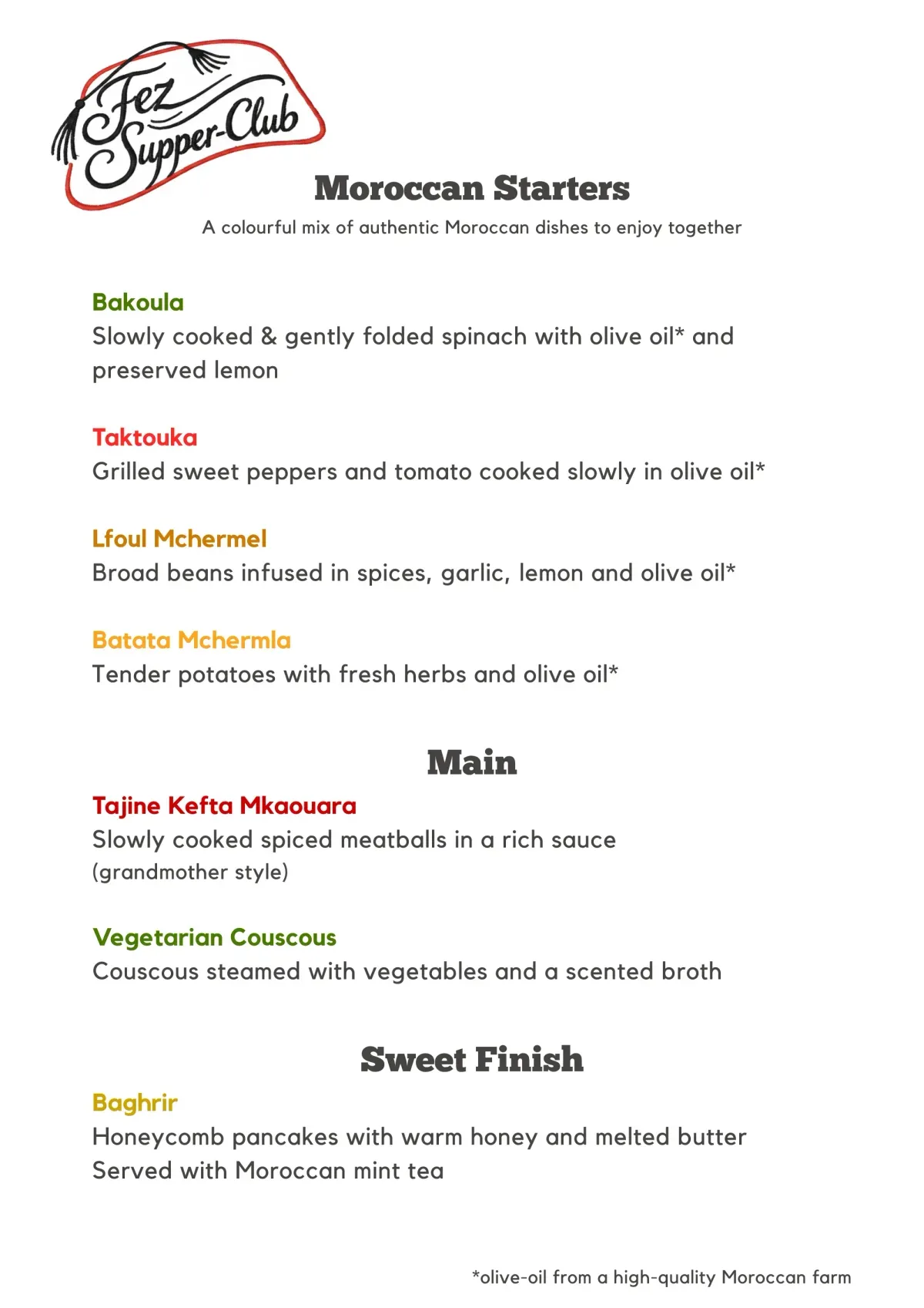 Menu image for Fez Supper-Club at Kunstbar on 2 May